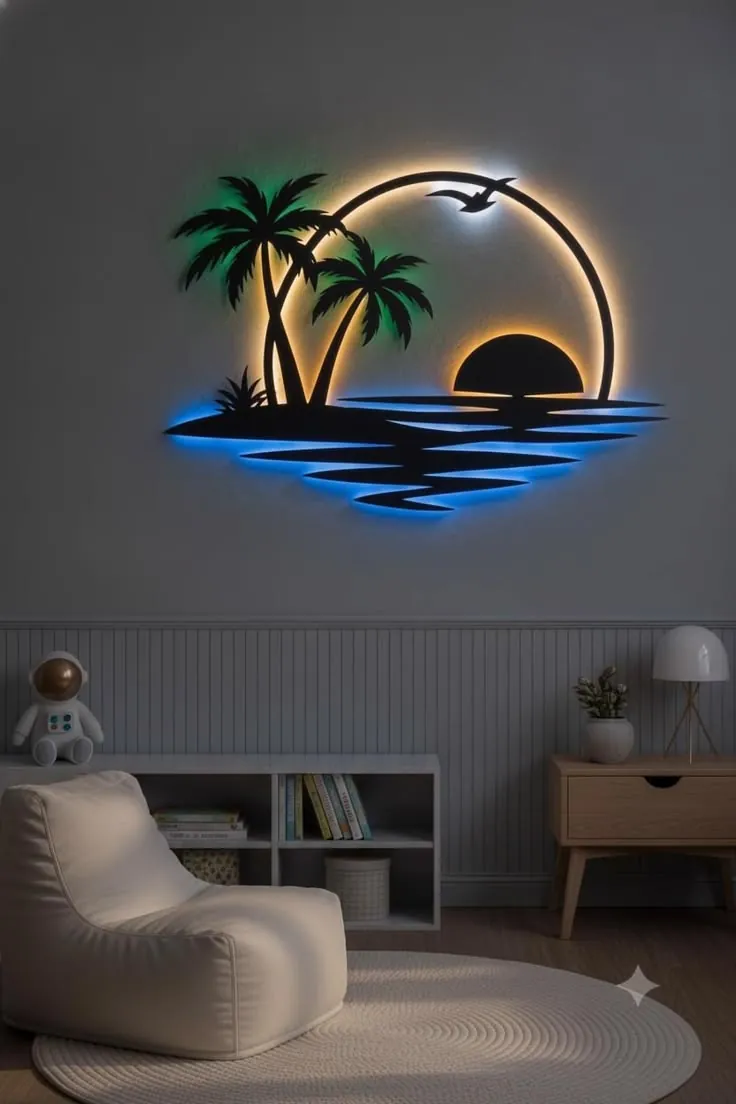 Palm Sunset LED Art